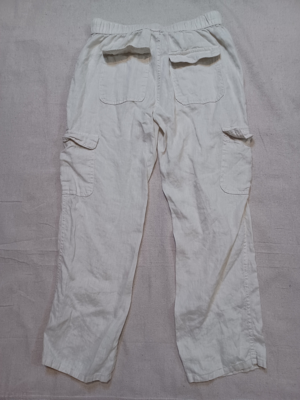 Nicole Miller Linen Cropped Cargo Drawstring Pants Women's Size Small - Picture 3 of 7